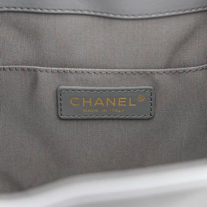 Chanel Lambskin Quilted CC Dweller Drawstring Bucket Bag Light Grey 6 of 11
