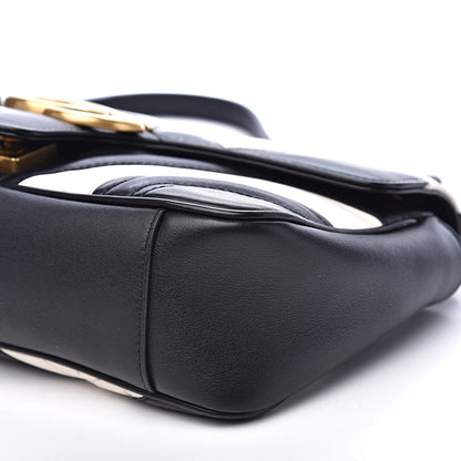 Gucci Calfskin Matelasse Small GG Marmont Shoulder Bag Black White 9 of 15