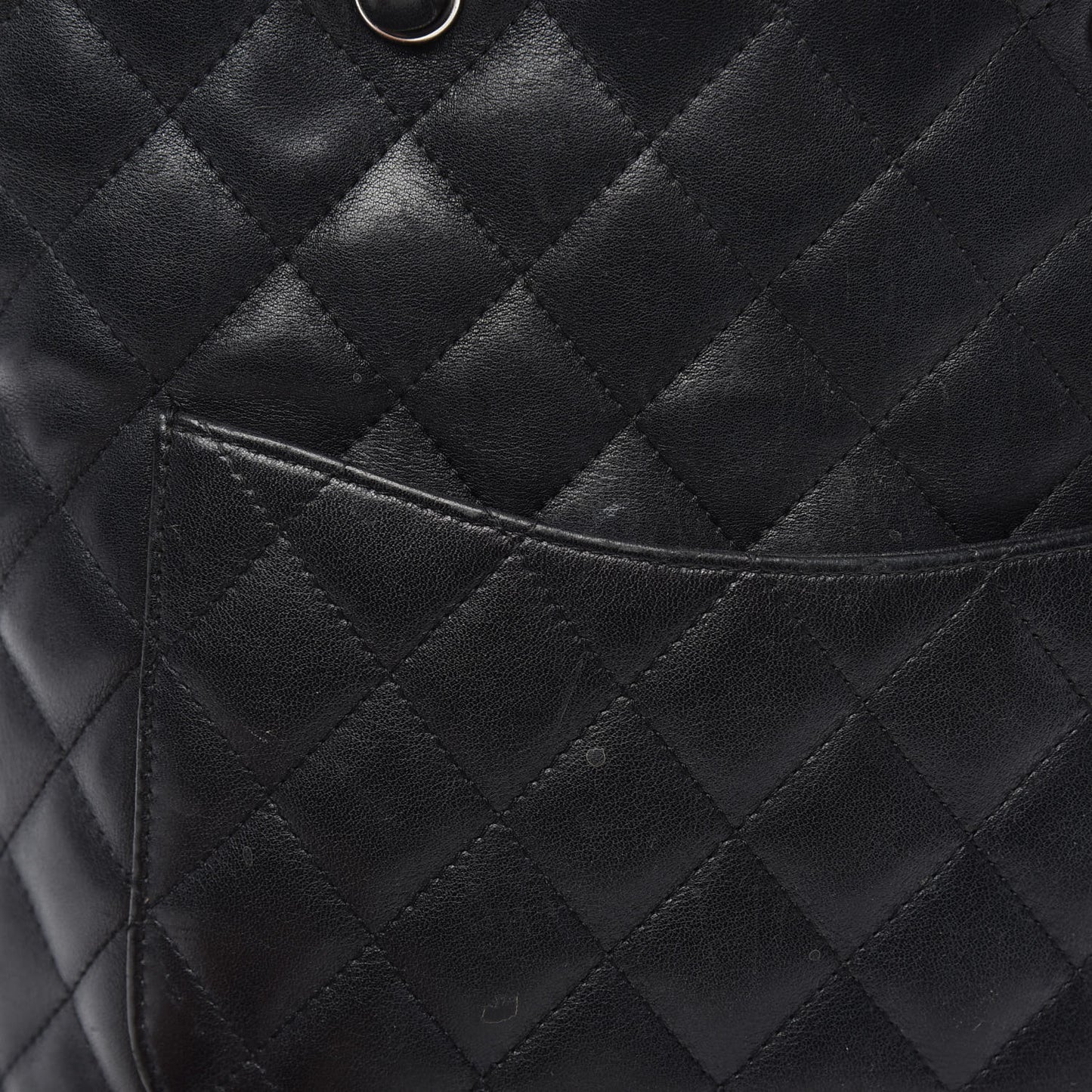 Calfskin Quilted Medium Cambon Tote Black White