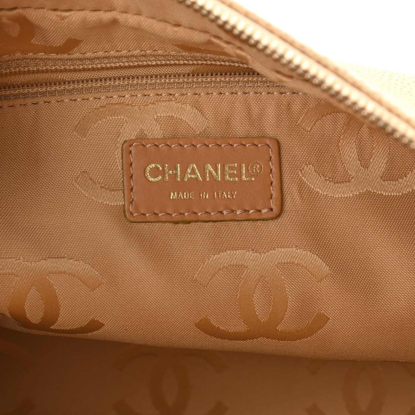 Caviar CC Wood Chain Hobo Beige