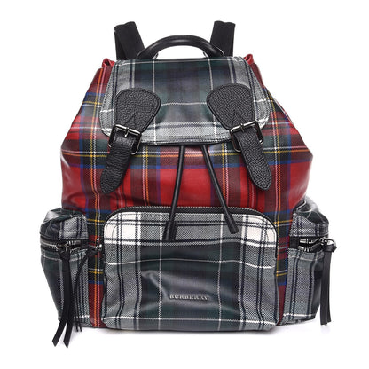 Burberry Laminated Tartan Patchwork Medium Rucksack Backpack Military Red 1 of 9