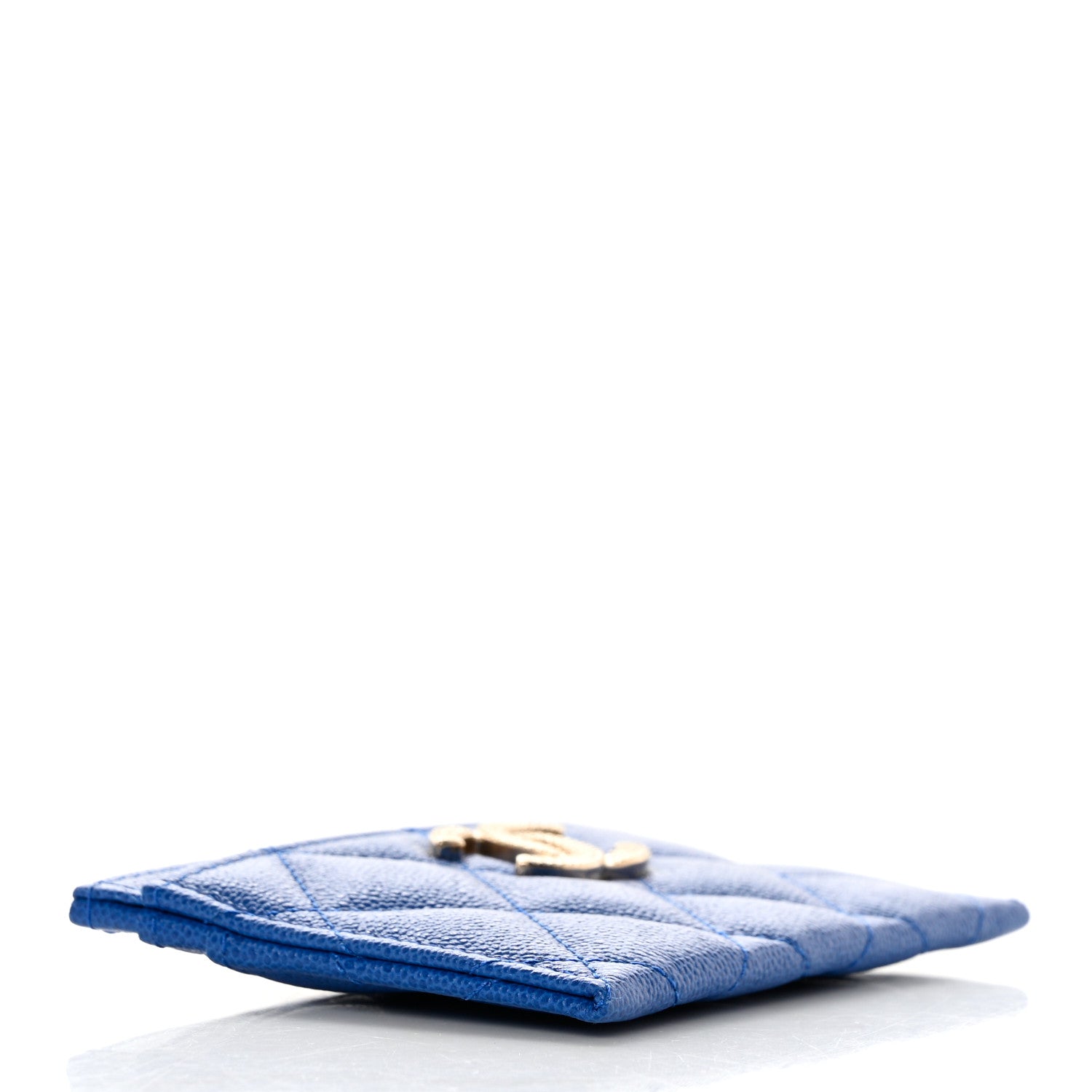 Chanel Caviar Quilted Studded CC Card Holder Blue 4 of 9