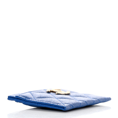 Chanel Caviar Quilted Studded CC Card Holder Blue 4 of 9