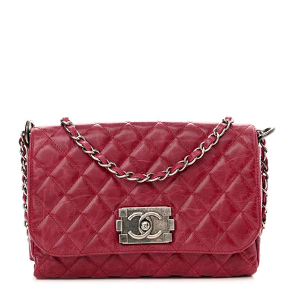 Chanel Glazed Calfskin Quilted Soft Boy Flap Red 1 of 10