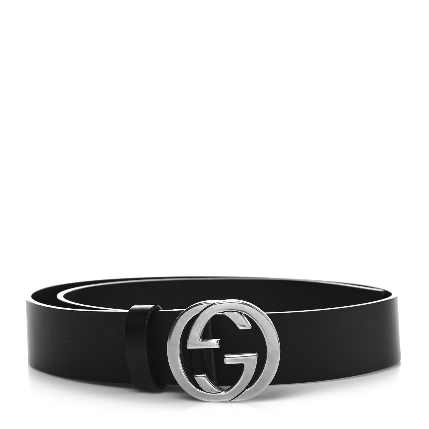 Gucci Selleria Calfskin Nickel Interlocking G 37mm Belt 90 36 Black 1 of 5