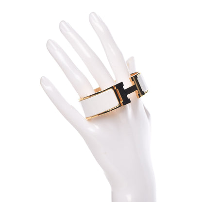 Hermes Enamel Wide Clic Clac H Bracelet GM White 2 of 5