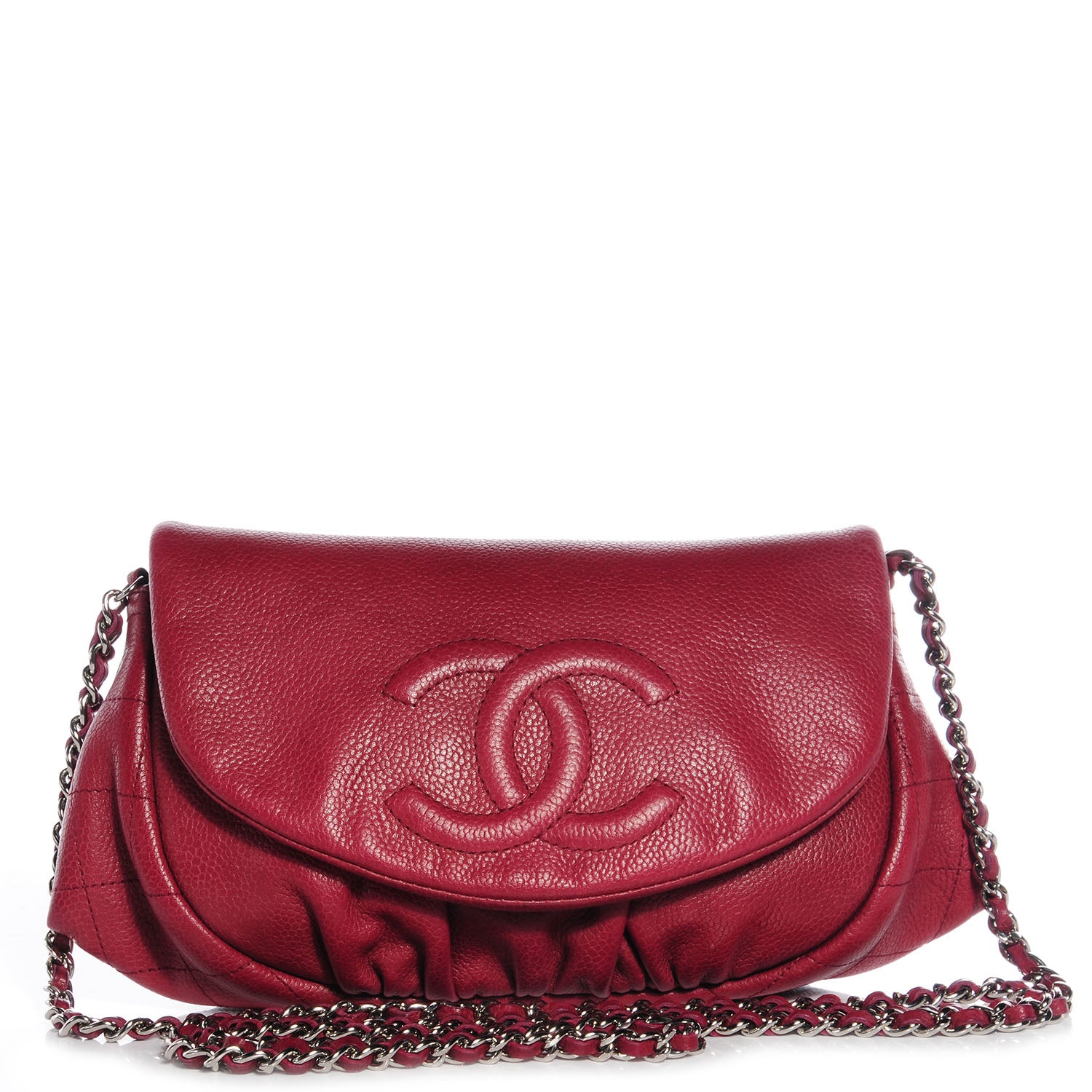 Chanel Caviar Half Moon Wallet On Chain WOC Red 1 of 9