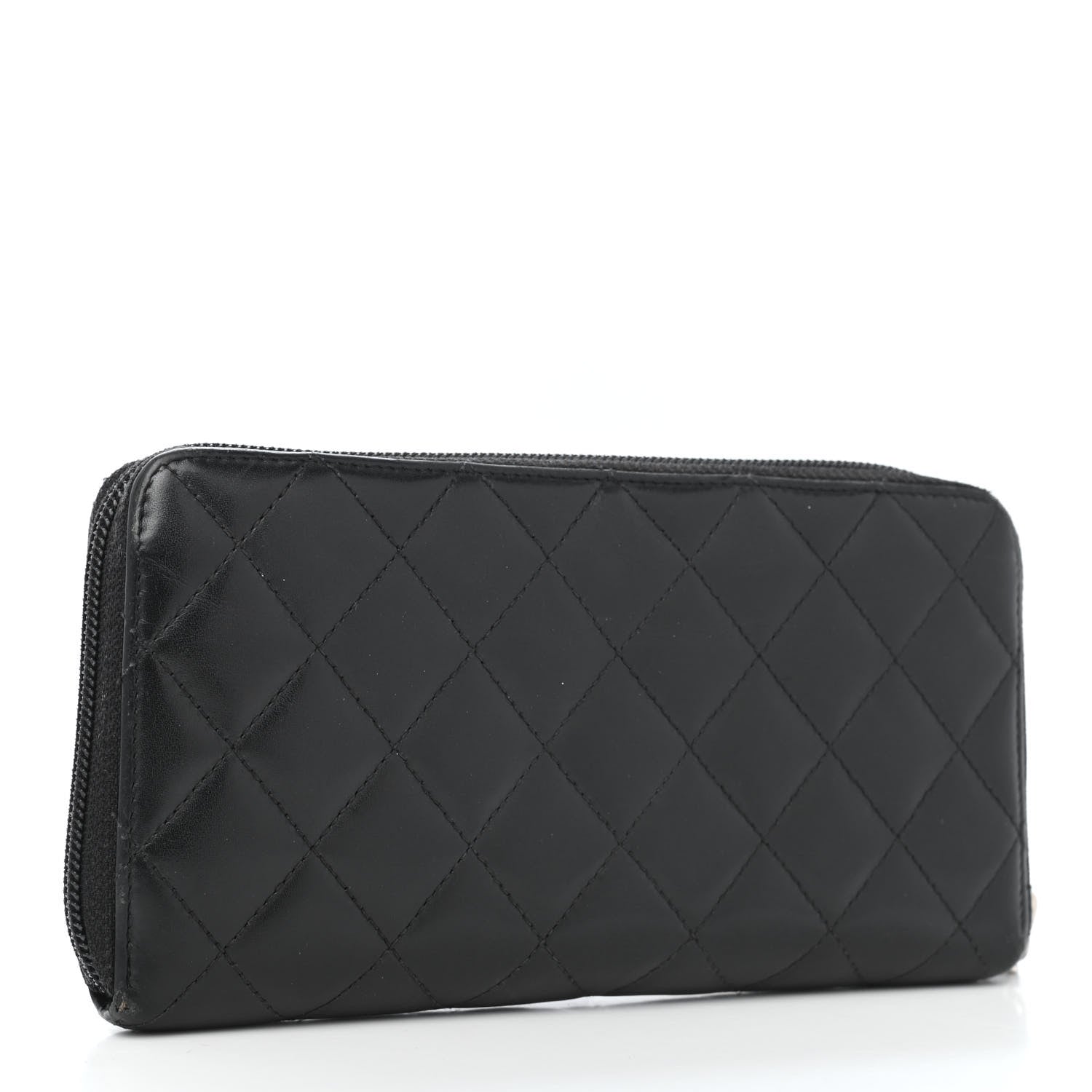 Chanel Calfskin Quilted Cambon Large Gusset Zip Around Wallet Black 2 of 4