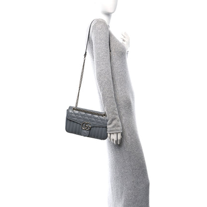 Gucci Calfskin Matelasse Aria Small GG Marmont Shoulder Bag Deep Grey 2 of 12