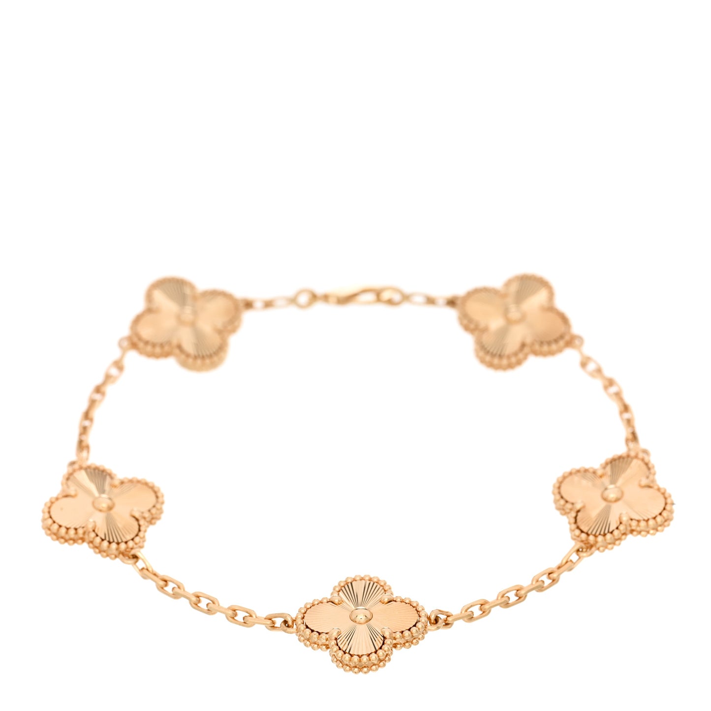 18K Yellow Gold 5 Motifs Guilloche Vintage Alhambra Bracelet