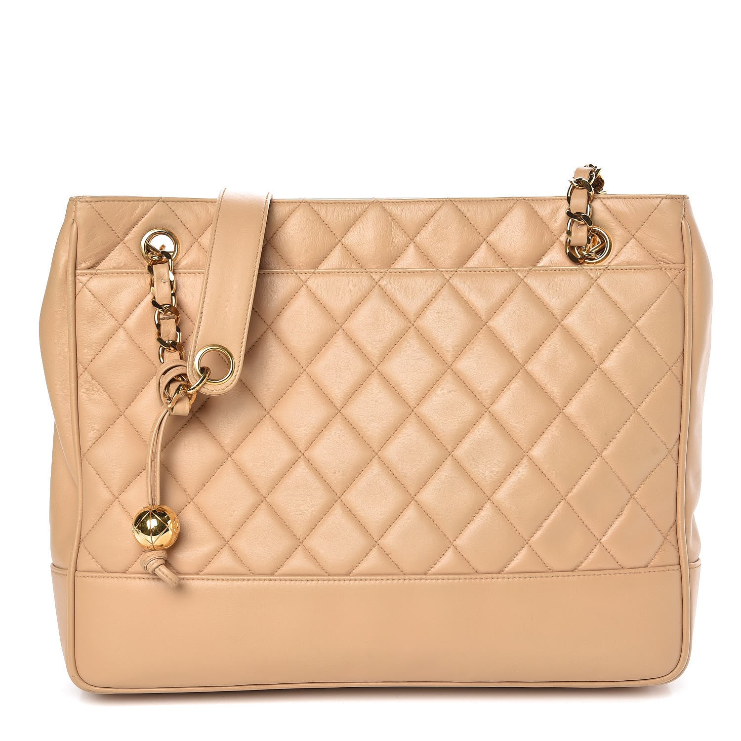 Chanel Lambskin Quilted Tote Beige 1 of 9