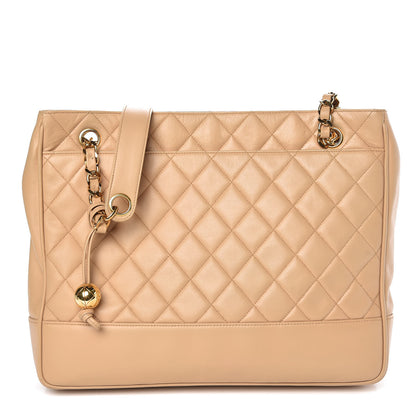 Chanel Lambskin Quilted Tote Beige 1 of 9
