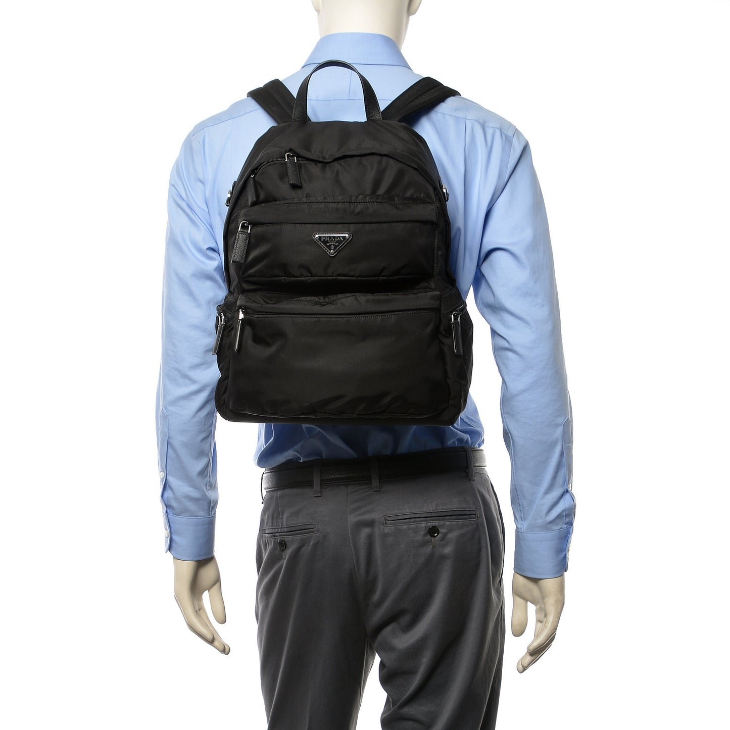 Nylon Saffiano Day Backpack Black