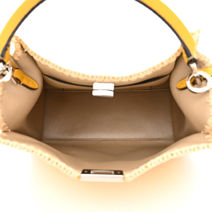 Fendi Cuoio Romano Selleria Raffia Bi-Color Woven Medium Peekaboo X-Lite Sunflower Paglia 5 of 13