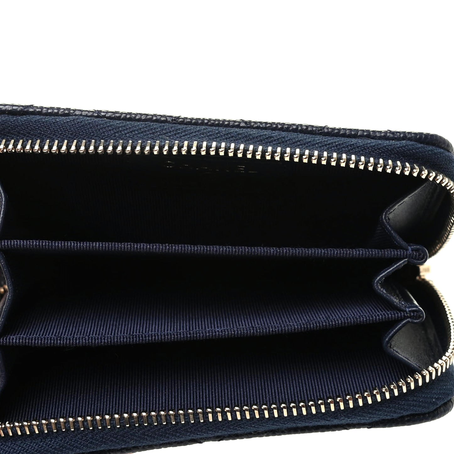 Caviar Quilted Zip Coin Purse Dark Blue