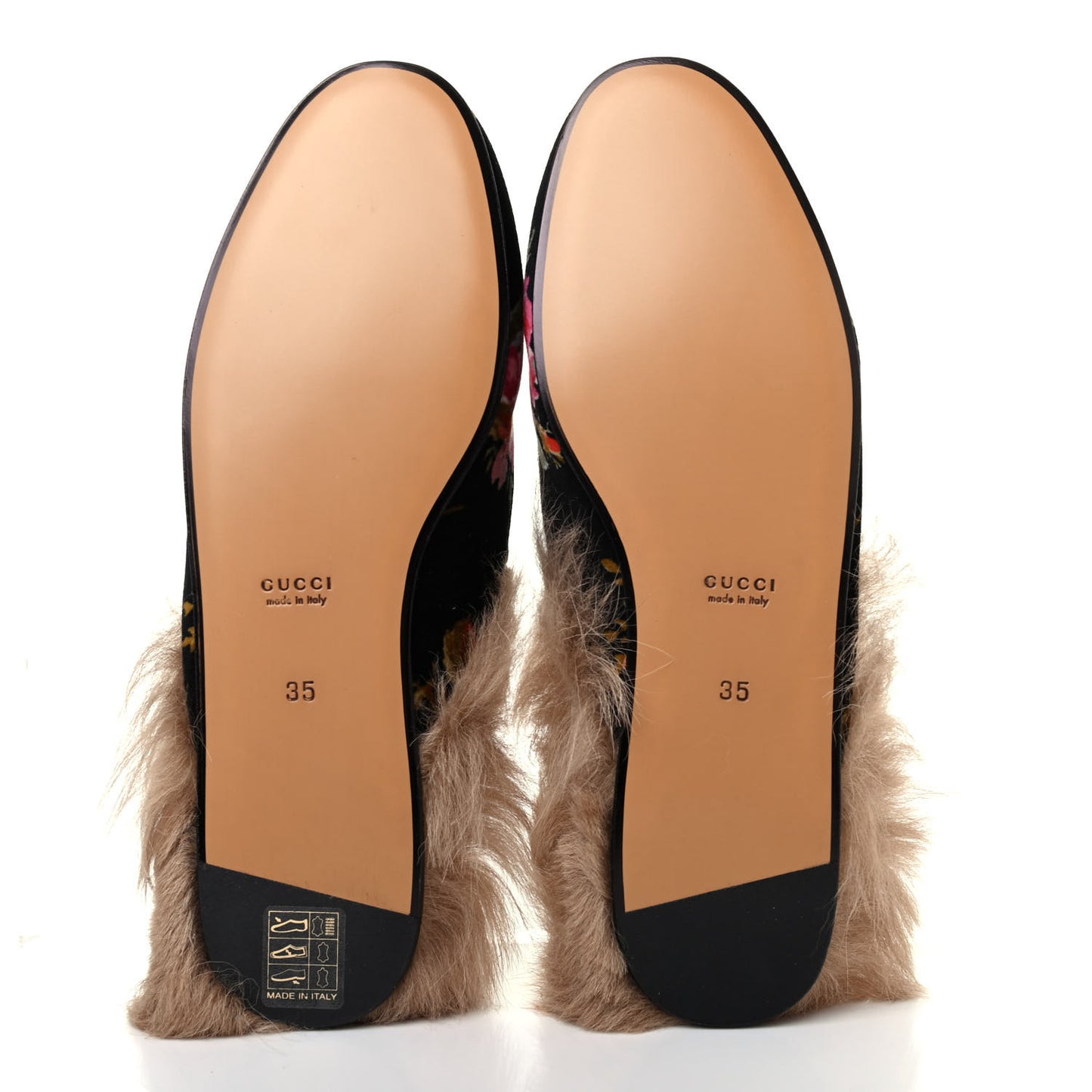Velvet Fur Floral Womens Princetown Slippers 35 Black