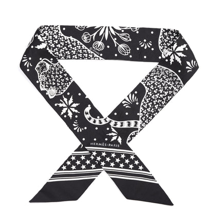 Hermes Silk Les Leopards Twilly Black White 1 of 3