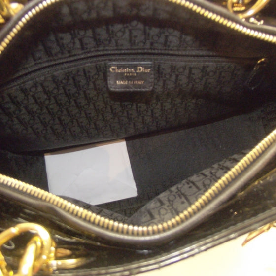 Patent Cannage Large Lady Dior Black