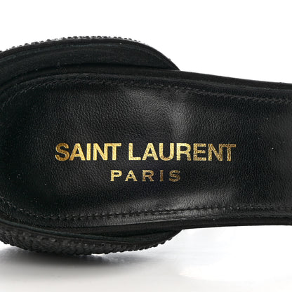 Saint Laurent Satin Crystal Opyum Sandals 37.5 Black 6 of 10