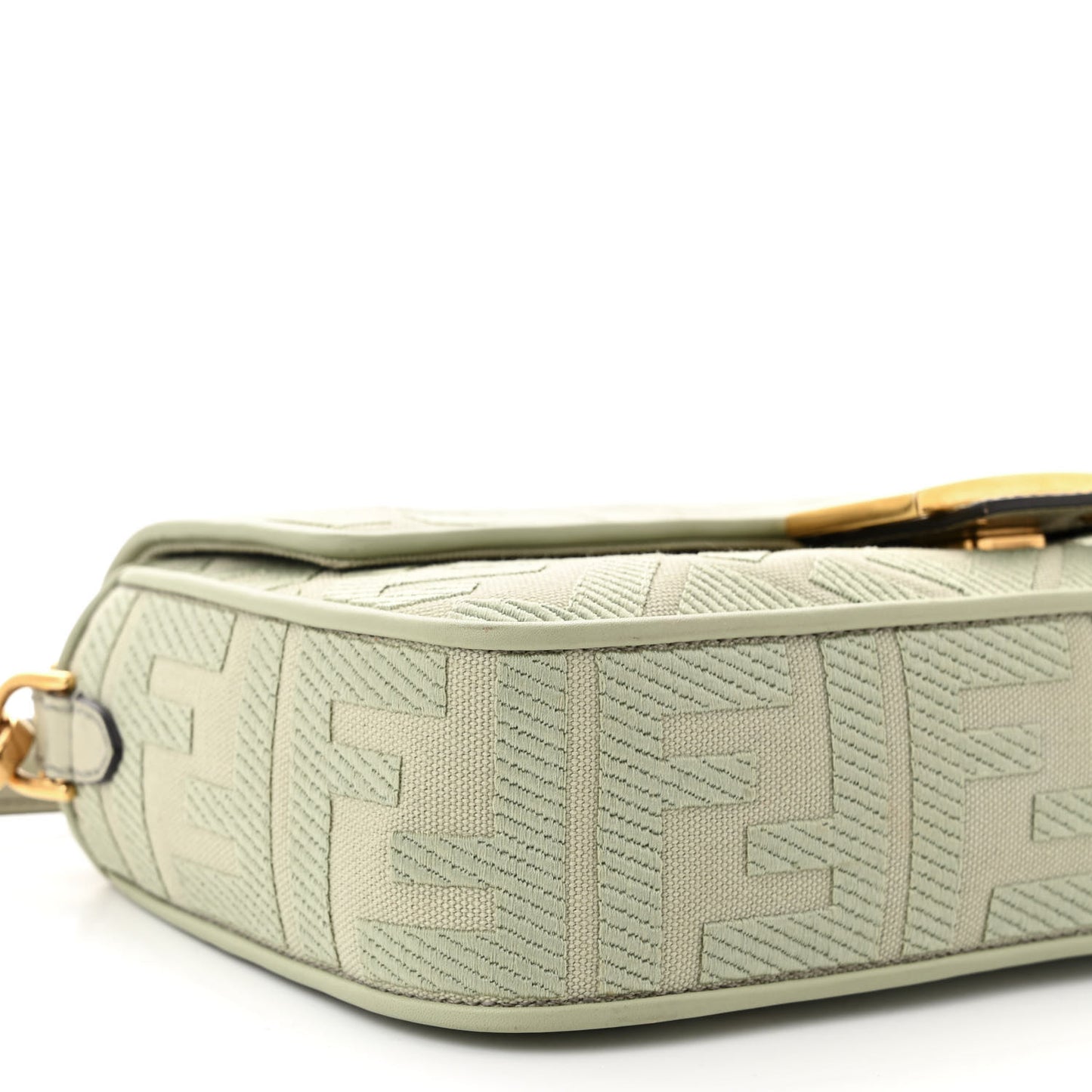 Canvas Vitello King FF Embroidered Baguette Green Tea