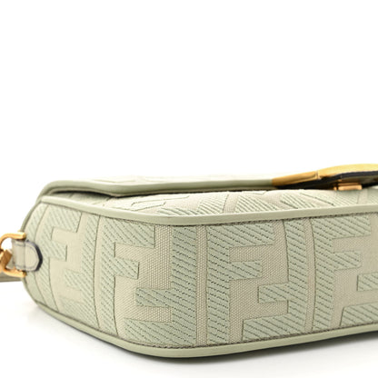 Fendi Canvas Vitello King FF Embroidered Baguette Green Tea 9 of 11