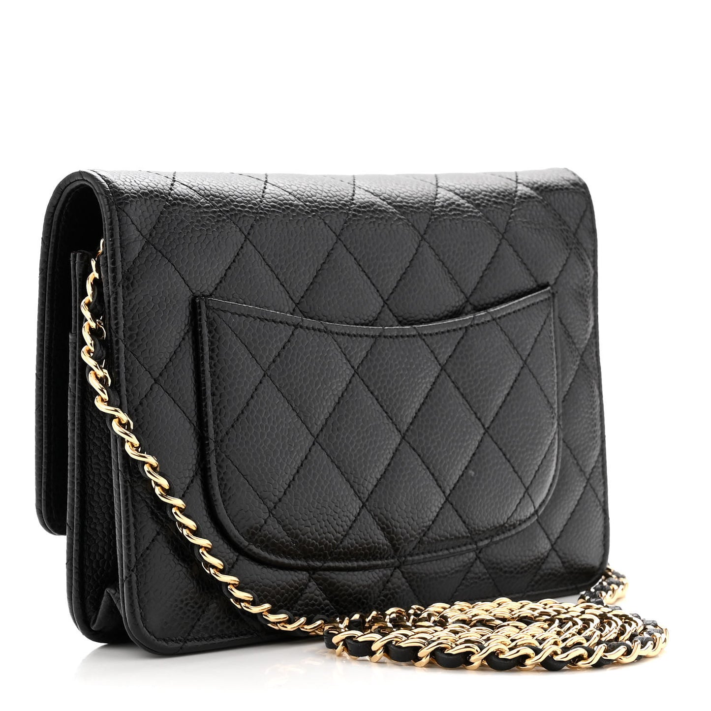 Caviar Quilted Wallet on Chain WOC Black
