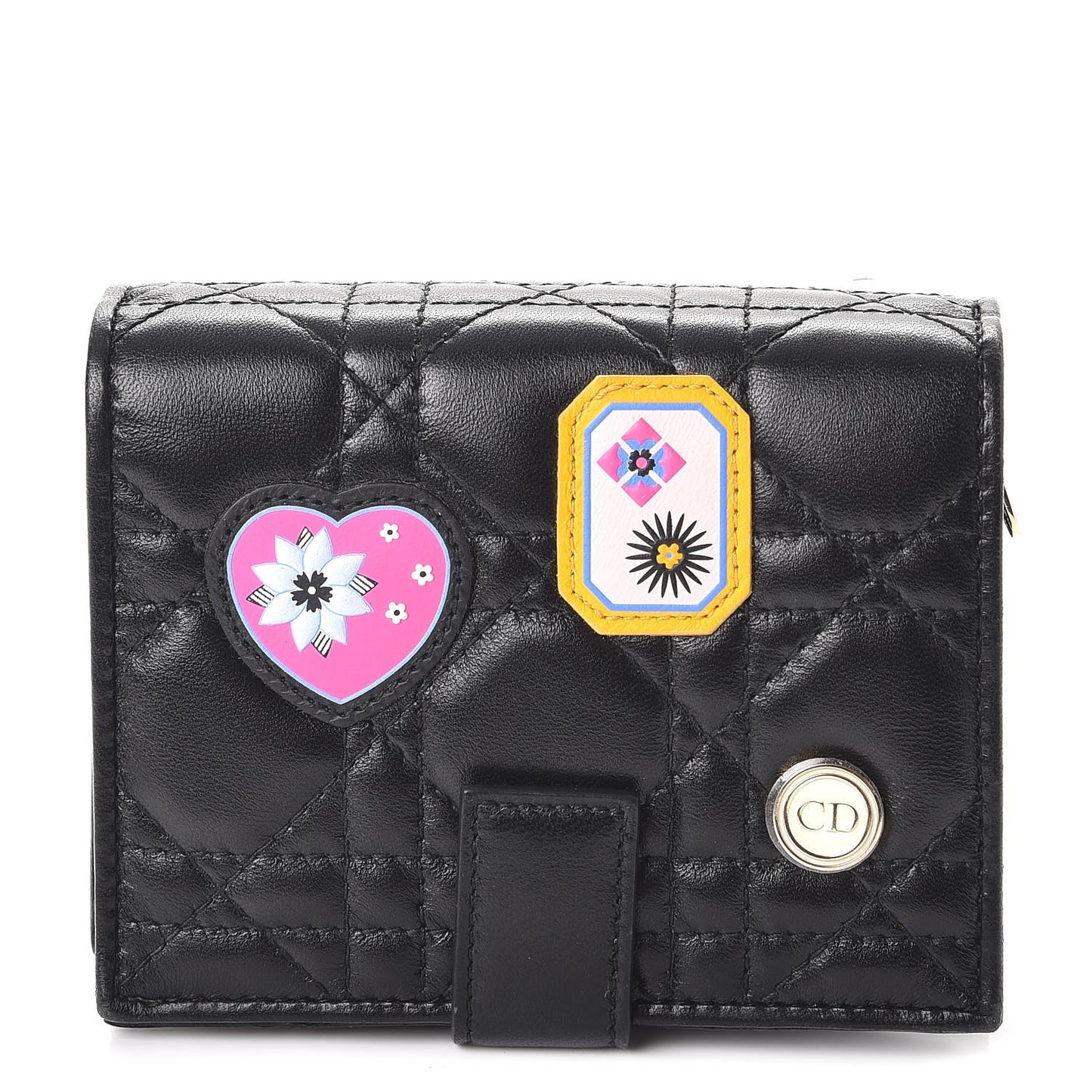 Lambskin Cannage Lucky Badge Eden Wallet Black