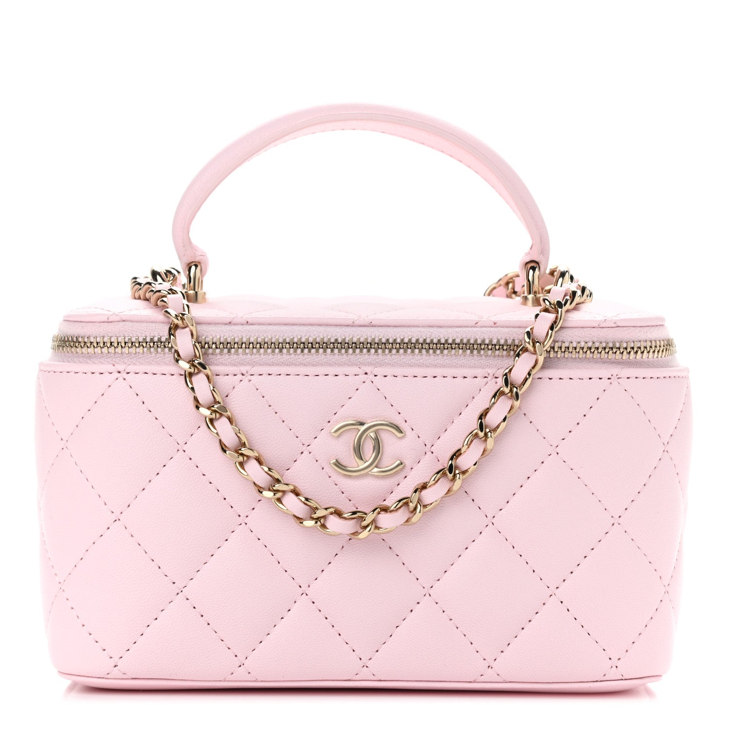 Chanel Lambskin Quilted Small Top Handle Vanity Case With Chain Light Pink 1 of 12