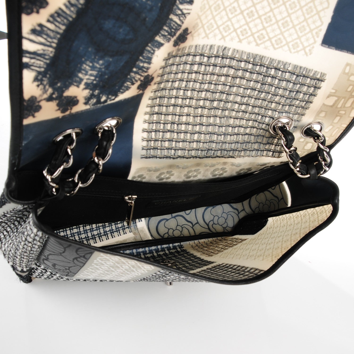 Chanel Tweed Patchwork Jumbo Single Flap Black 5 of 8