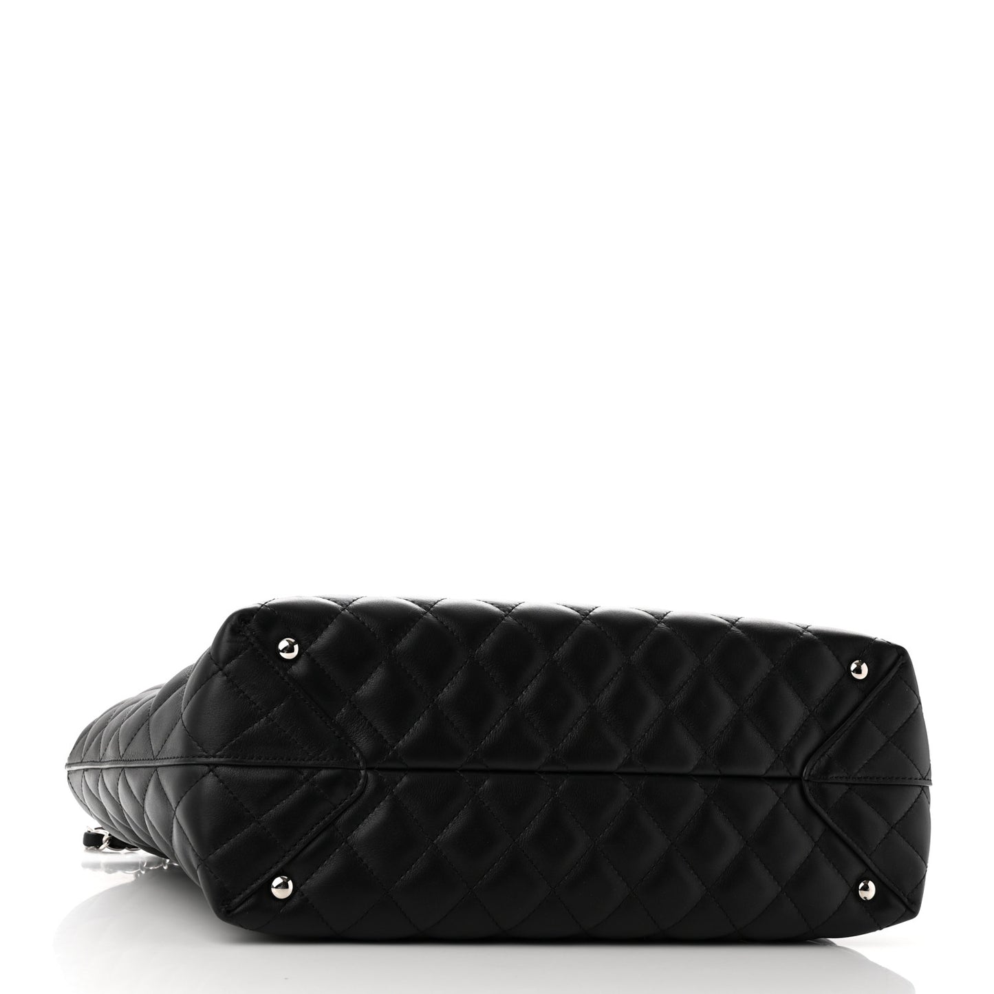 Calfskin Quilted Large Shopping Tote Black