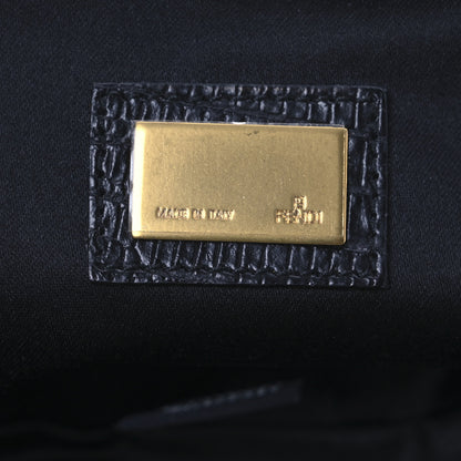 Fendi Velvet Mink Pequin Mini Frame Evening Bag Tan Black 6 of 10