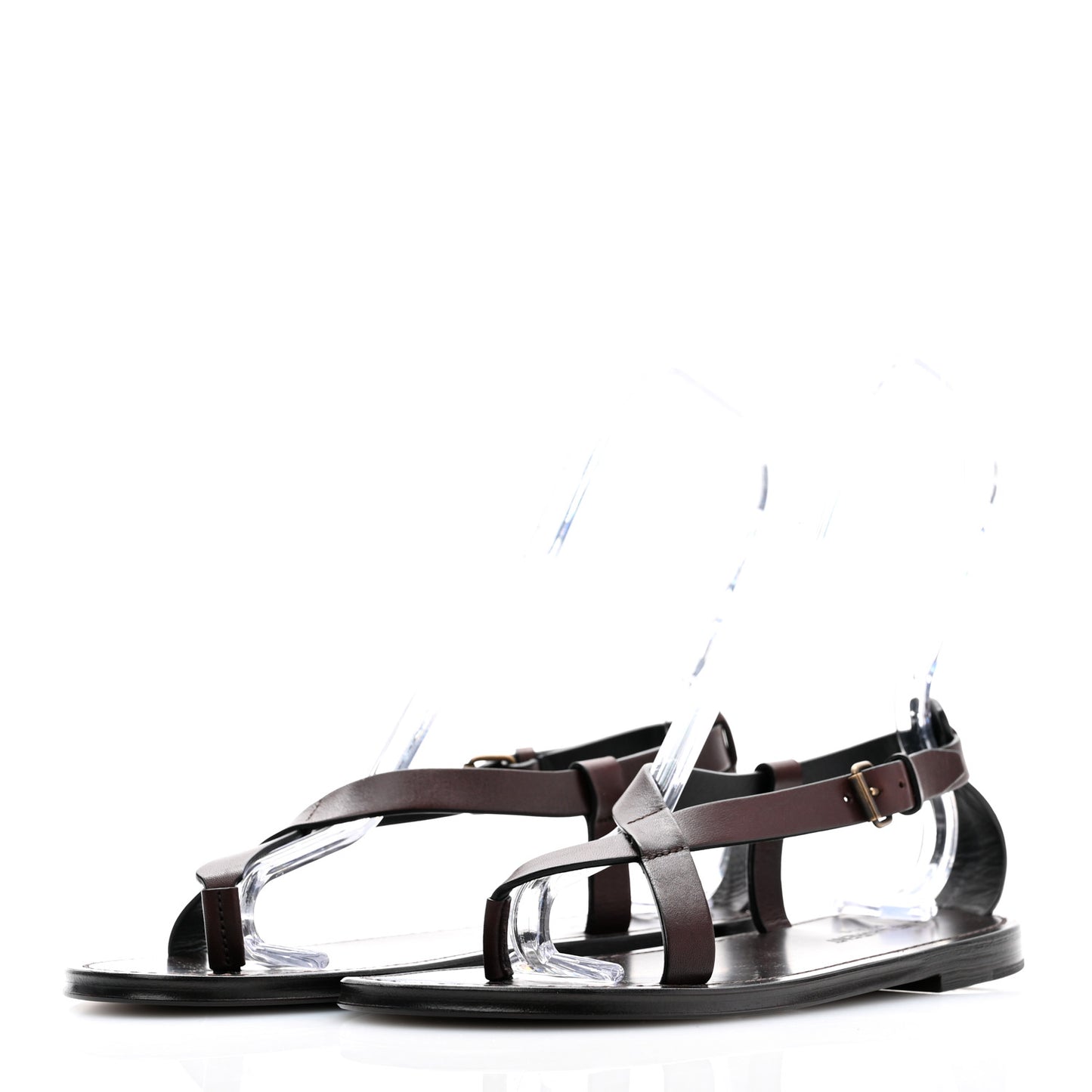 Calfskin Culver Flat Sandals 39 Dark Brown
