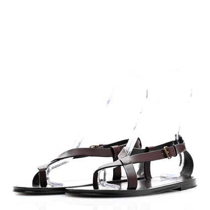 Saint Laurent Calfskin Culver Flat Sandals 39 Dark Brown 3 of 8