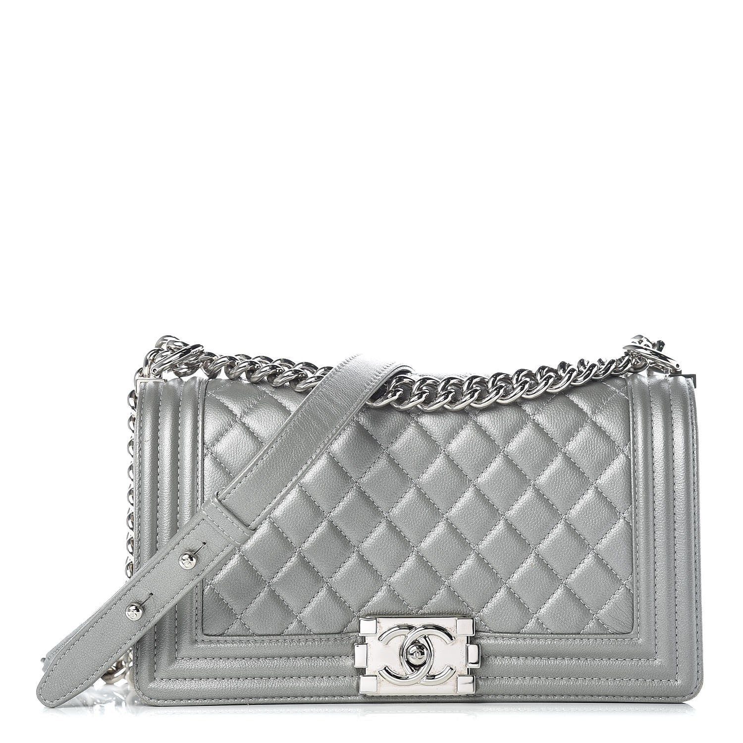 Chanel Metallic Caviar Quilted Medium Boy Flap Silver 1 of 10