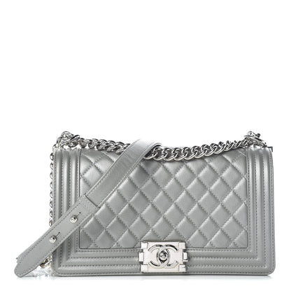 Chanel Metallic Caviar Quilted Medium Boy Flap Silver 1 of 10
