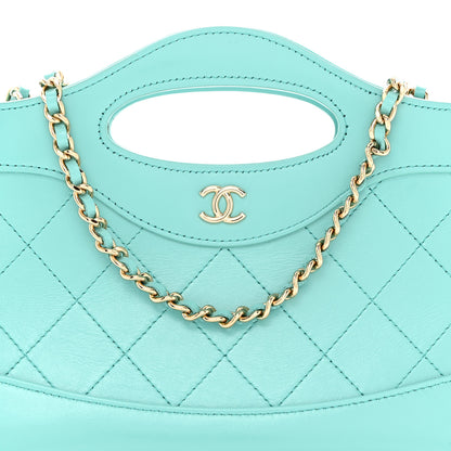 Chanel Shiny Crumpled Calfskin Quilted Nano 31 Shopping Bag Turquoise 8 of 11