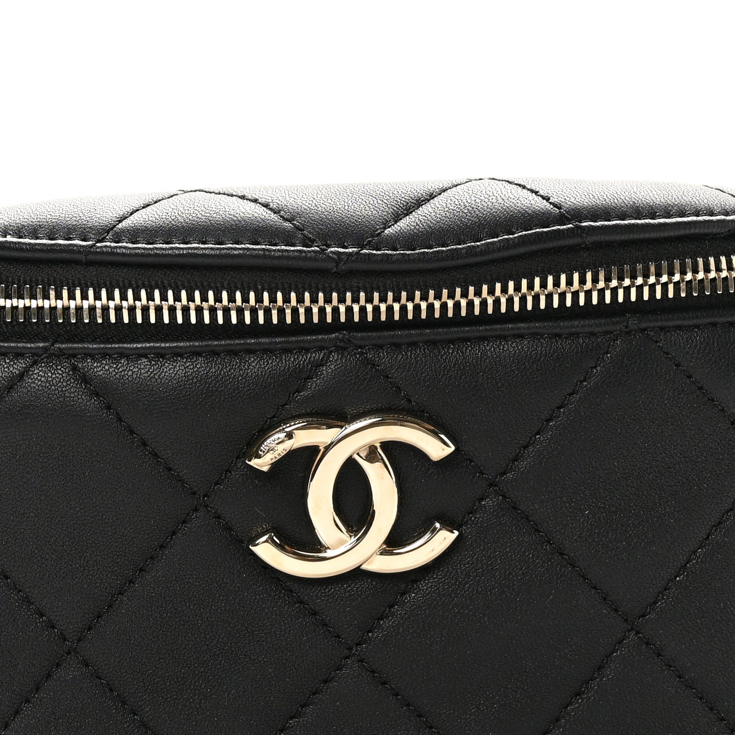 Lambskin Quilted Resin Bi-Color Waist Bag Fanny Pack Black
