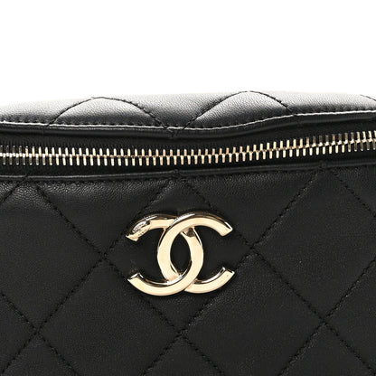 Chanel Lambskin Quilted Resin Bi-Color Waist Bag Fanny Pack Black 8 of 10