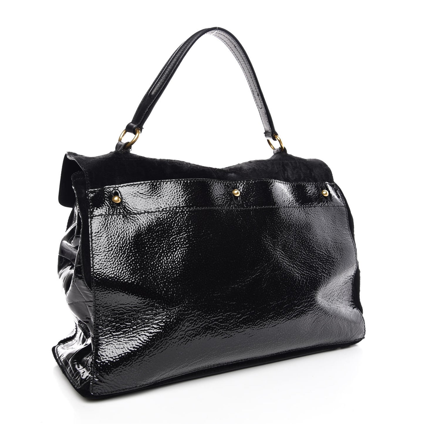 Pony Hair Patent Large Muse Two Black