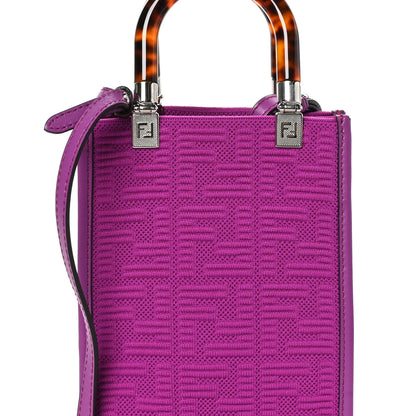 Fendi Technical Fabric Vitello Ceylon Plexiglass FF Mini Fendi Sunshine Shopper Tote Bouganville 8 of 10