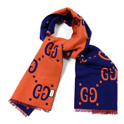 Gucci Silk Wool GG Freedom Monogram Scarf Parma Violet Orange 1 of 4