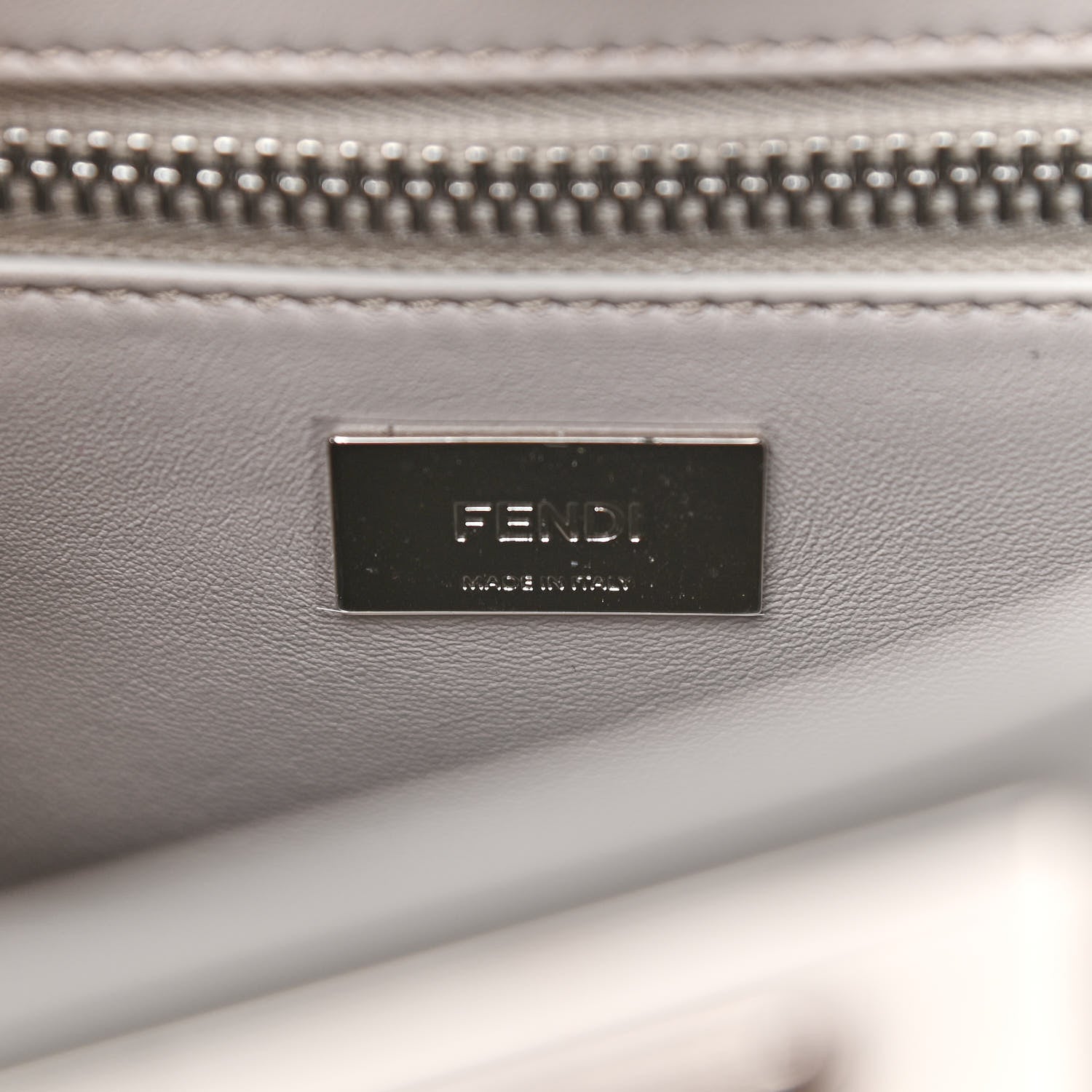 Fendi Calfskin Nappa Medium Peekaboo Iconic Satchel Moon Cuoio Ghiaia 6 of 9