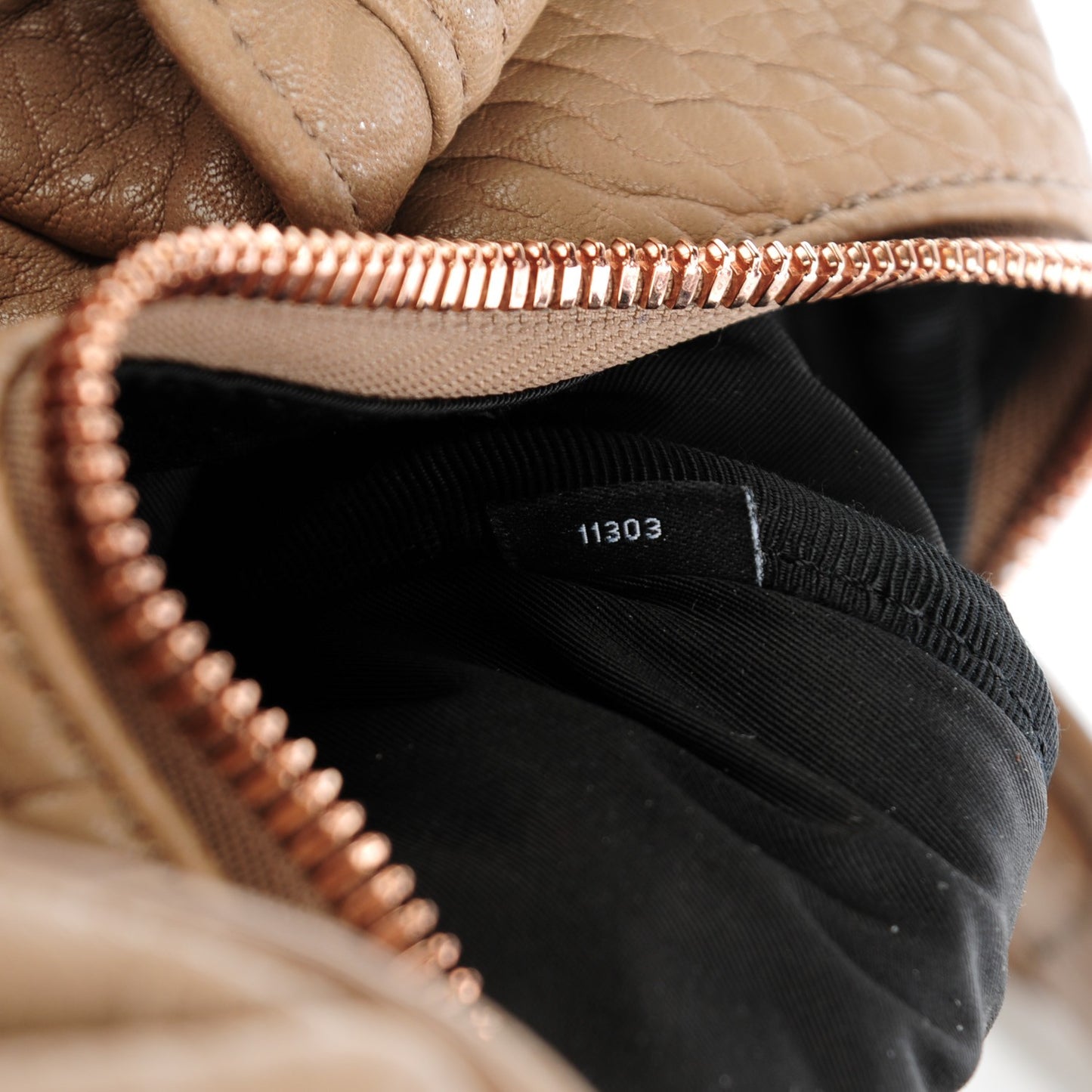 Pebbled Lambskin Rockie Latte Rose Gold Hardware