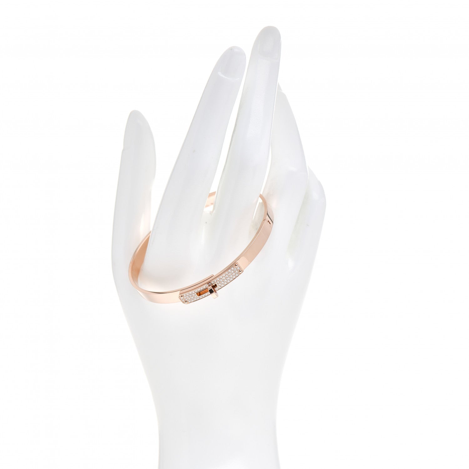 Hermes 18K Rose Gold Diamond PM Kelly Pave Bracelet ST 2 of 5