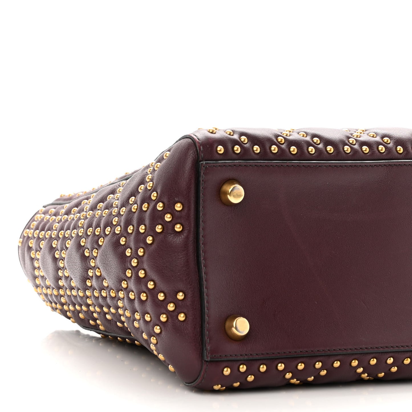 Calfskin Cannage Studded Medium Supple Lady Dior Deep Amaranth