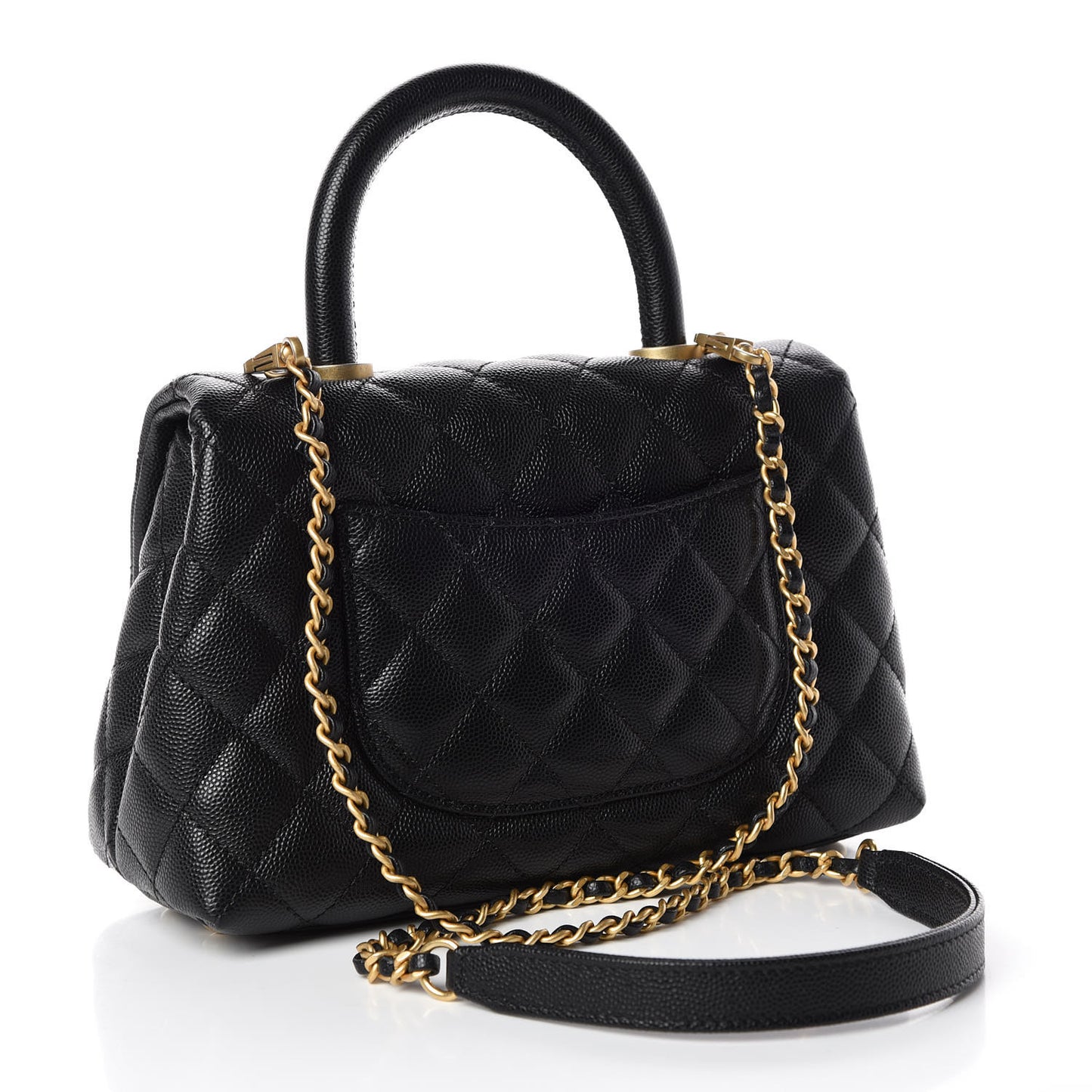 Caviar Quilted Mini Coco Handle Flap Black