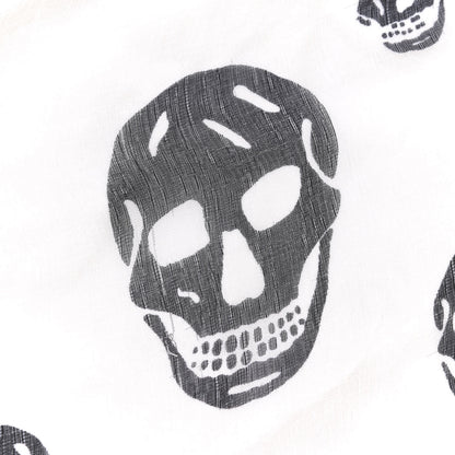 Alexander McQueen Silk Chiffon Skull Scarf Ivory Black 6 of 8