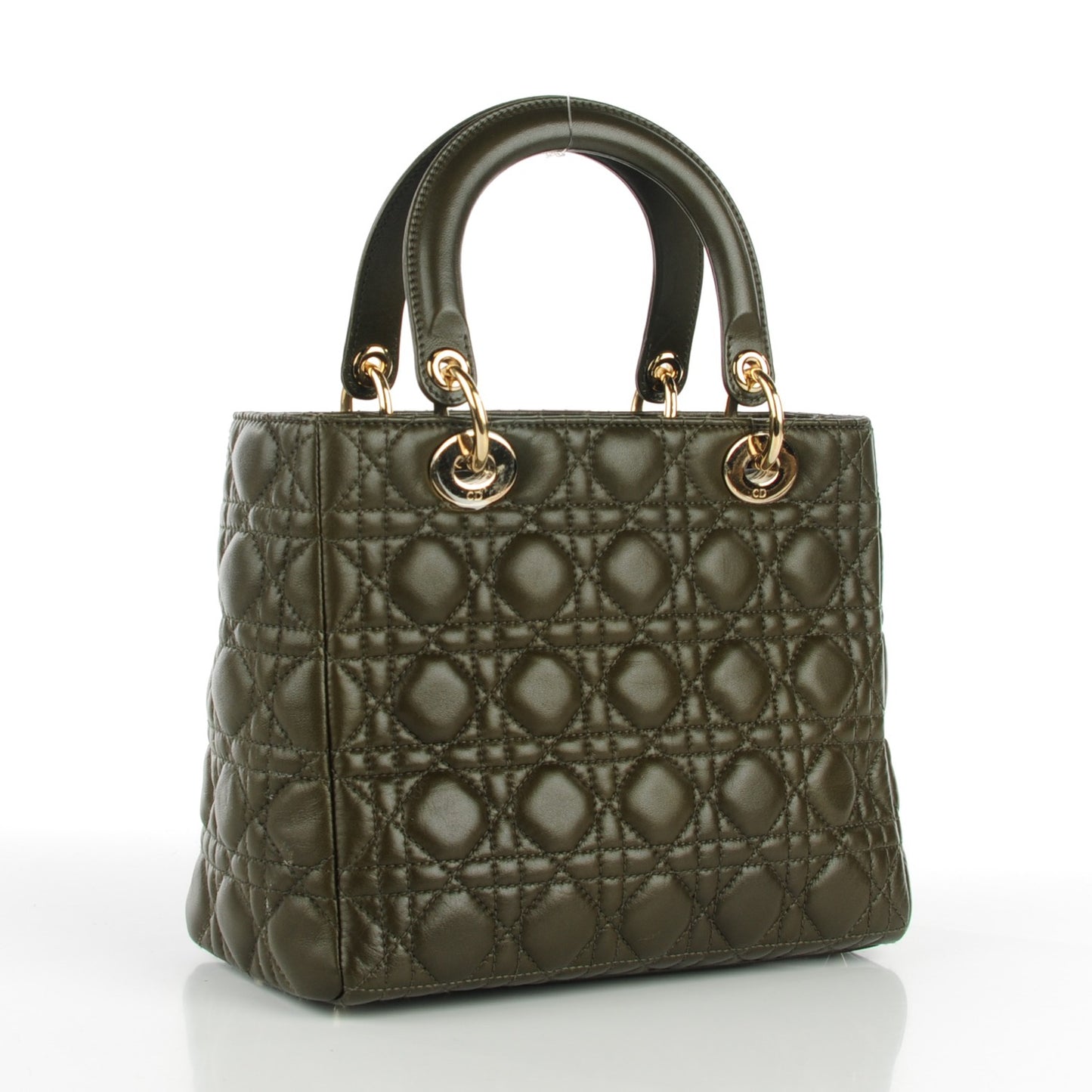 Lambskin Cannage Medium Lady Dior Olive Green