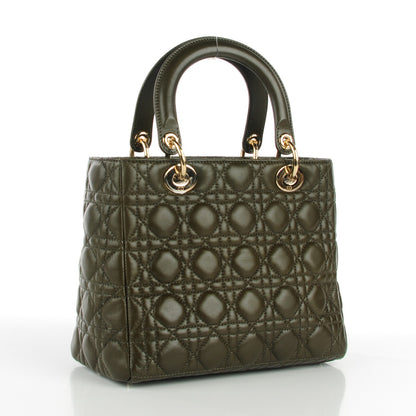 Christian Dior Lambskin Cannage Medium Lady Dior Olive Green 3 of 8