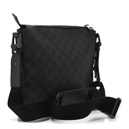 Gucci GG Supreme Monogram Flat Messenger Bag Black Grey 3 of 11